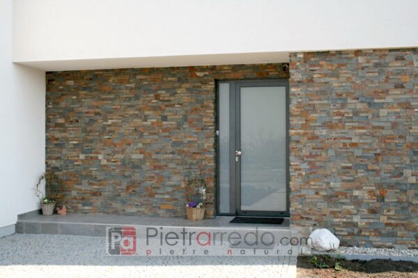 offerta rivestimento in pietra facciata casa ingresso con ardesia multicolor scozzese di pietrarredo milano italy stone