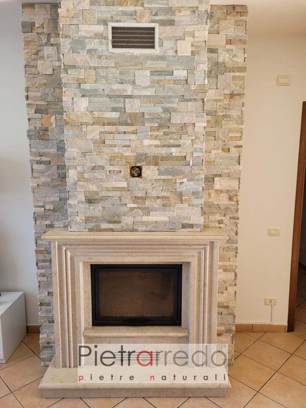 offerta rivestimento parete camino rustico moderno quarzite mista scozzese pietrarredo stone