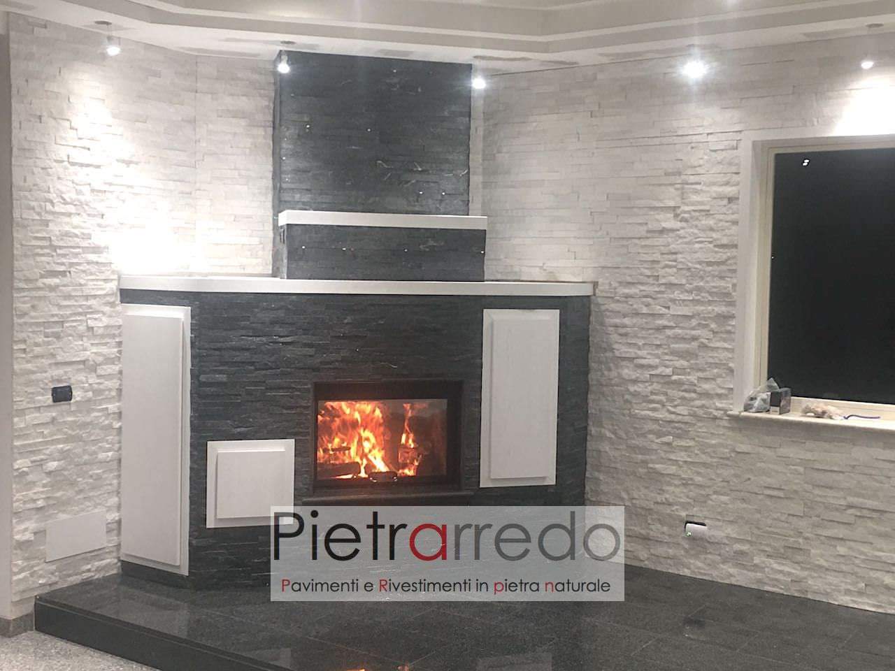 Rivestimento scaglia bianca white ghiaccio 50, €43/mq Rivestimento camino pietra