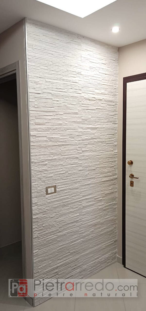 rivestimento in pietra quarzite bianca slim pietrarredo parete ingresso