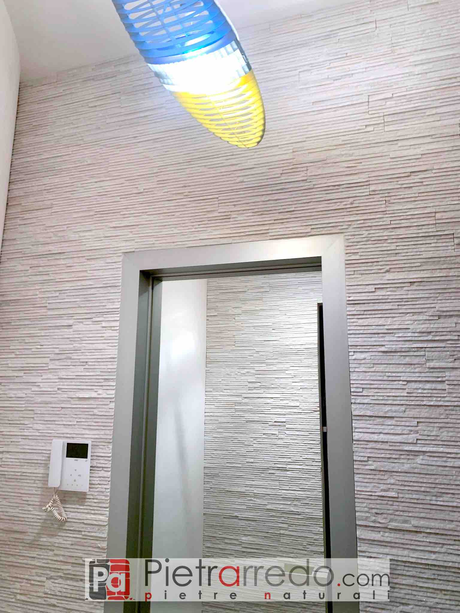 rivestimento parete in quarzite bianca slim di Pietrarredo a Parabiago Milano prezzi stock spedizioni Italia