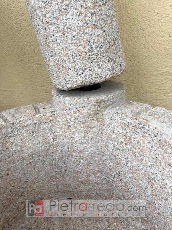fontaine de sol en pierre véritable granit indestructible pietrarredo avec colonne de jardin stona