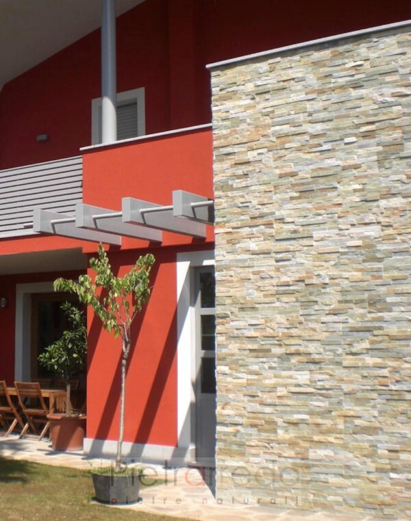 mixed quartzite natural stone cladding wall facades houses pietrarredo cost price italy