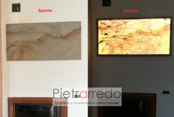 quadro in pietra foglio flessibile stone veneer traslucido pietraredo milano prezzo onice retroilluminato