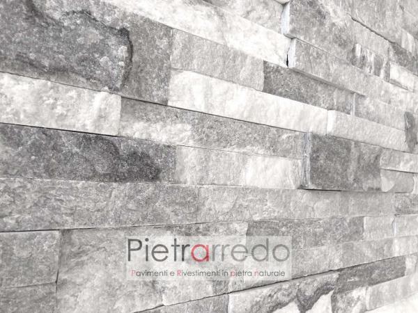 costo e prezzo quarzite ghiaccio bianca grigia brillante listello offerta pietrarredo cloudy grey stone milano cladding white