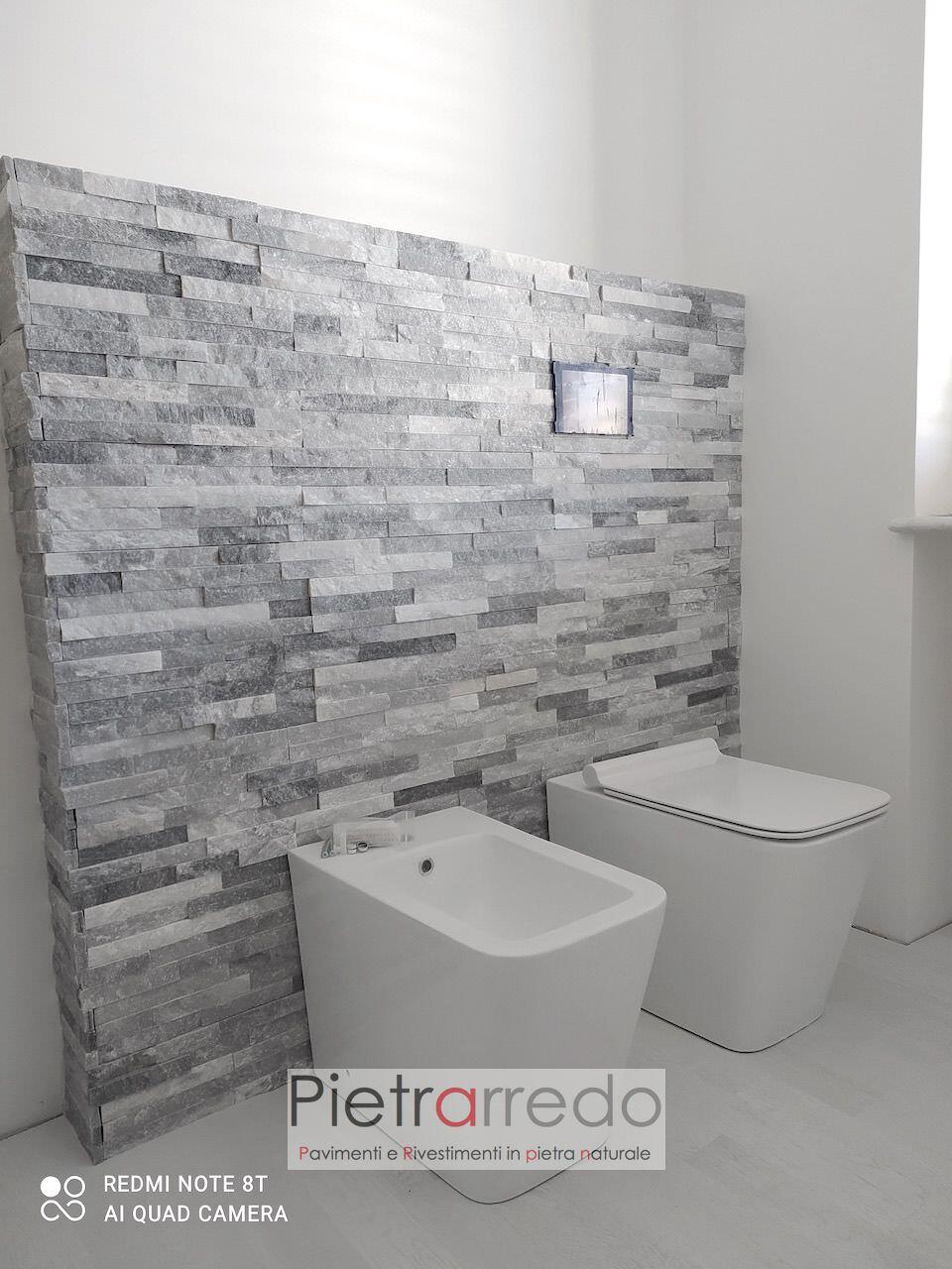 rivestimento in pietra naturale bagno elegante pietrarredo quarzite ghiaccio prezzo mq wc