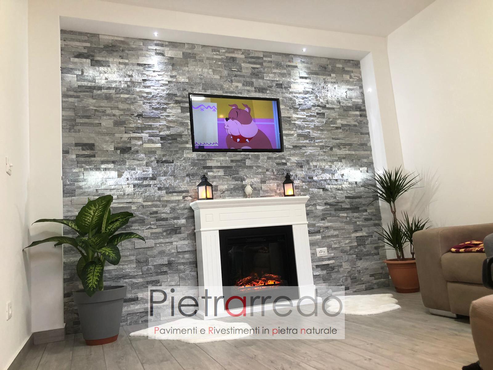 rivestimento in pietra naturale quarzite ghiaccio cloudy grey stone panel white price pietrarredo milano costo