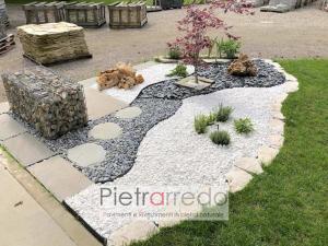 aiuole con ciottoli bianchi e scaglie nera thassos bianco puro prezzo pietrarredo milano costo zandobbio pebbles