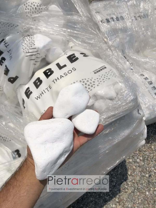 ciottolo bianco puro thasos grecia brillante bianchissimo prezzo pietrarredo granulati zandobbio costi offerta arredo giardino stone garden pebbles