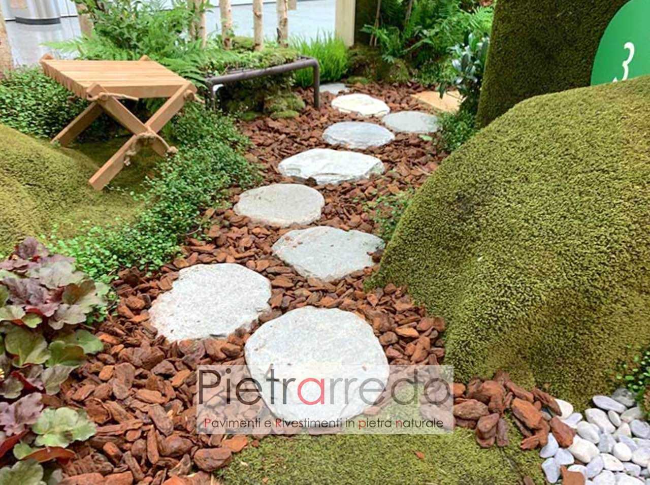 pietre rotonde anticate per passaggi prato giardino passi giapponesi zen pietrarredo milano costo prezzo