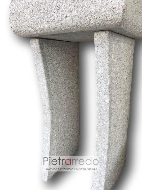 Fontanella da muro modello sara in pietra granigliata a mano grigio con base