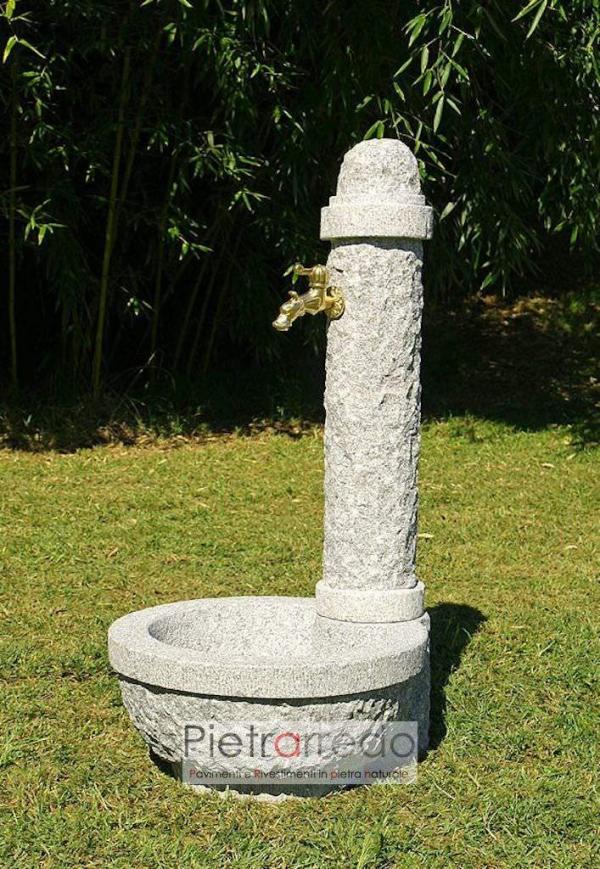 colonna fontana in pietra grigia originale sasso burattato eva pietrarredo milano costo prezzo