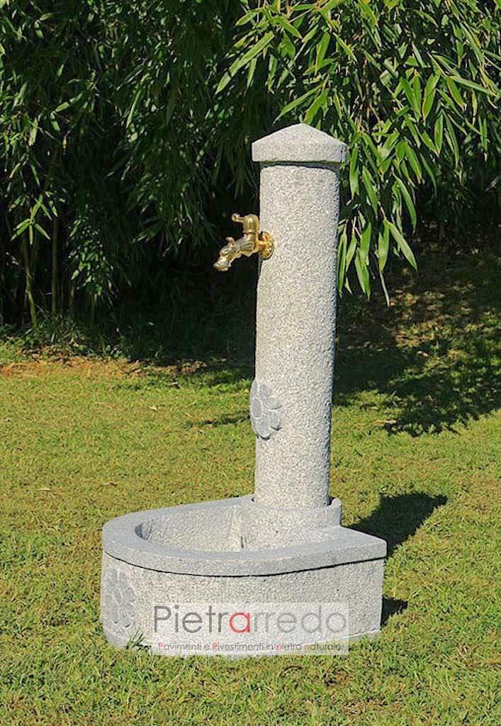 fontanella da giardino in pietra burattata e anticata sasso grigio maia pietrarredo costi milano prezzo