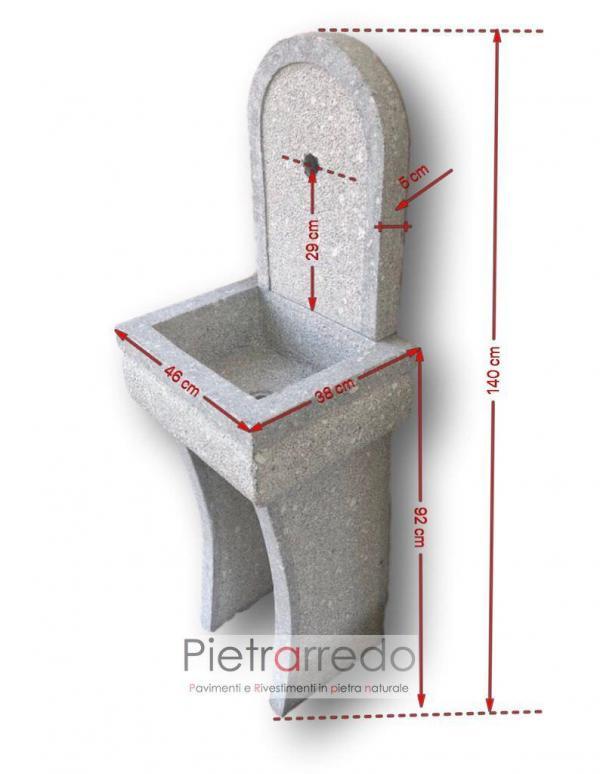 lavandino fontanella in granito grigio bocciardato sara costo prezzo pietrarredo milano