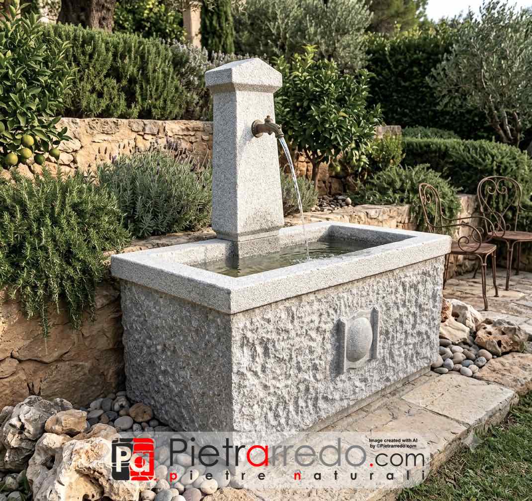 Fontana in granito grigio, modello “ROMA-120cm x 70cm”
