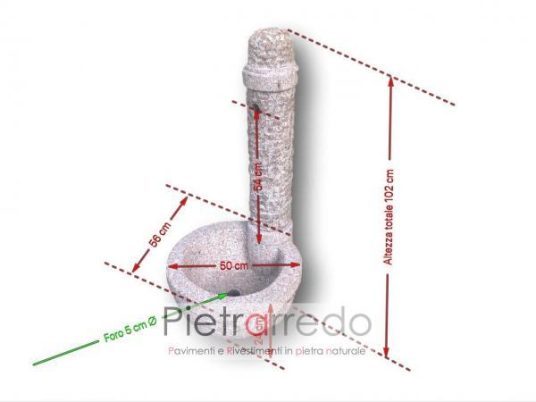 misure fontanella da terra per giardino e prato in sasso rosa offerta e costo pietrarredo