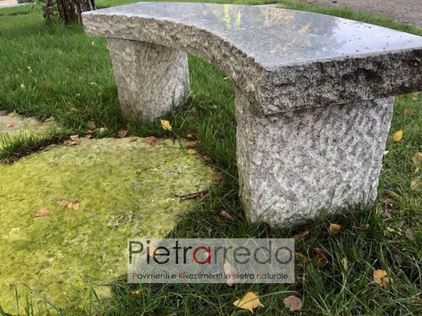 panche e sedute in sasso pietra per giardini garden stone rotonda mezza luna prezzo pietrarredo milano aosta