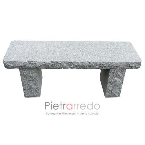 panchina in granito grigio sasso livigno martellinato da giardino prezzo pietrarredo milano