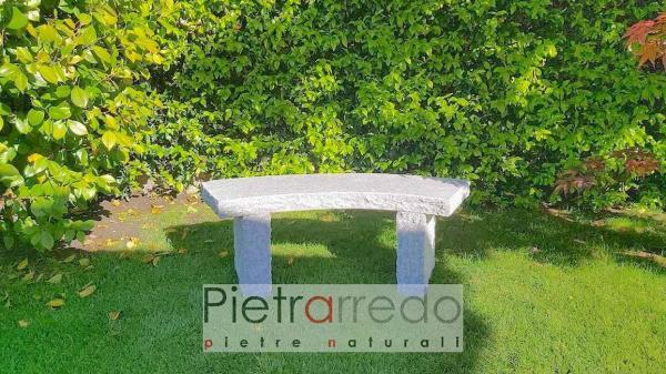 panchina panca seduta in pietra per giardino in granito semitonda mofello Aosta pietrarredo milano prezzo