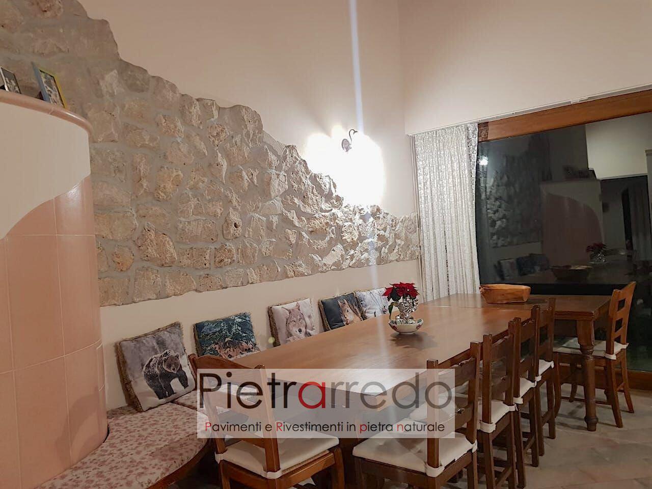 parete soggiorno sala rivestita con pietra borgo toscano stone deco pietrarredo prezzo costo