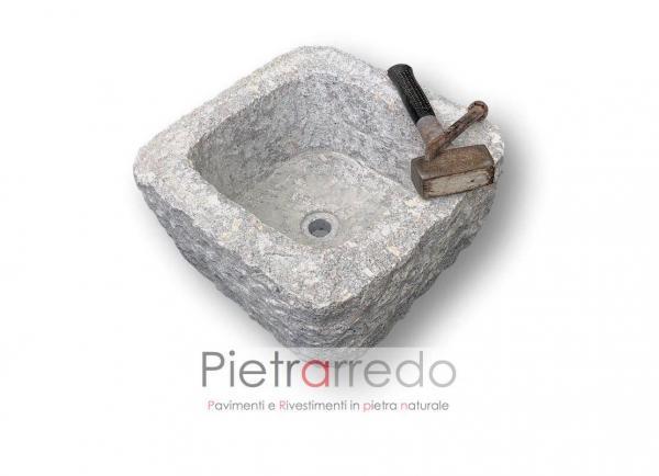 fioriera granito quadrata 40x40cm scalpellinata prezzo pietrarredo milano