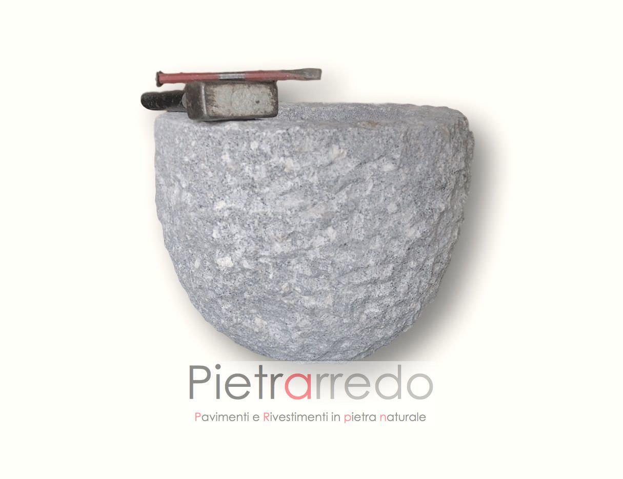 Vaso e fioriera tonda in granito/pietra fatta a mano IN OFFERTA SCONTI-50%