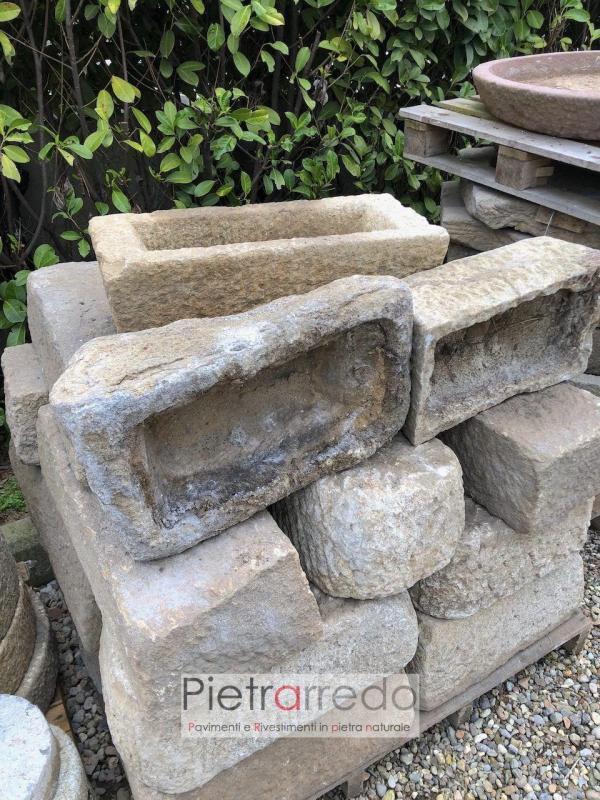 prezzo vasca lavello antico sasso pietra arredo giardino abbeveratoio animali vecchio recupero sasso prezzo pietrarredo milano