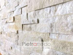 costo parete rivestita a listelli placche decorative quarzite beige scozzese stone cladding price prezzo offerte sconti