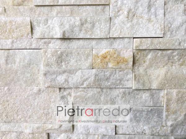 rivestimento in pietra naturale quarzite beige scozzese zeta prezzo costi pareti e facciate offerte pietra gialla brillantinata stone panel shine price