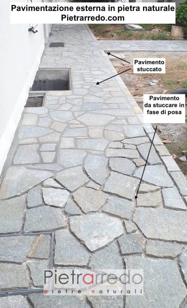 Offerta pavimentazione esterna in pietra luserna palladiana colore misto normale mosaico prezzo pietrarredo milano
