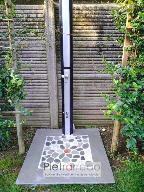 pavimento piatto doccia giardino piscina con ciottoli eleganti prezzo pietra naturale pietrarredo Milano