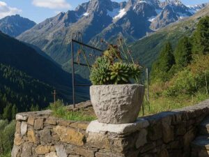 Vaso/fioriera/lavello in granito fatta a mano, rotonda, diametro 30 cm