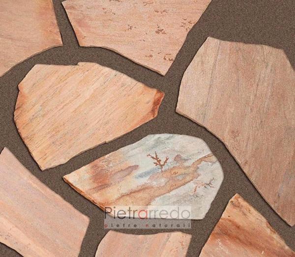 lastre in quarzite rosa brasiliana per pavimento e rivestimento muri facciate prezzo pietraredo italy flagstone pink on sale