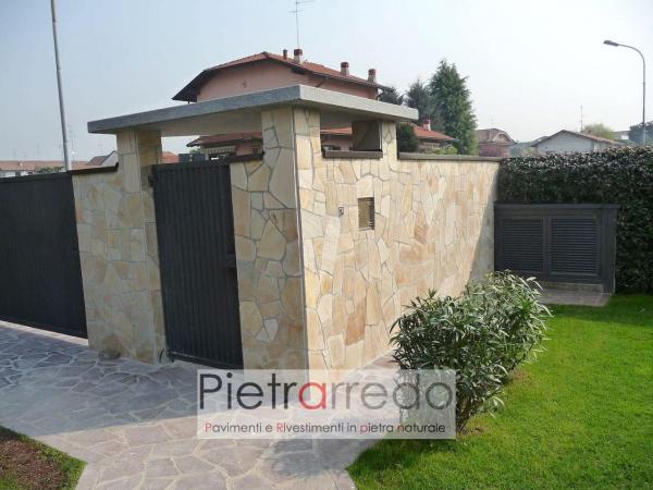 muro e pavimento rivestito con pietra quarzite braile giallo prezzo pietrarredo milano