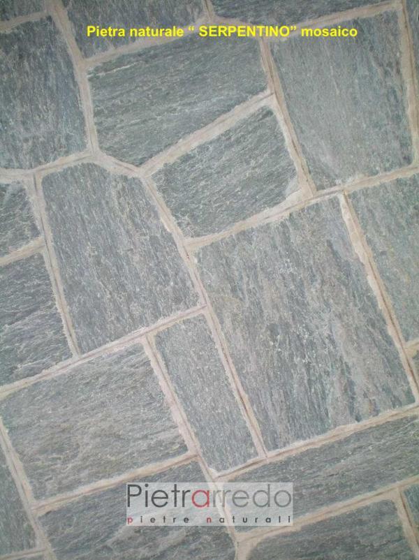 offerta e prezzi palladiana mattonelle per pavimento in pietra naturale serpentino verde mosaico pietrarredo