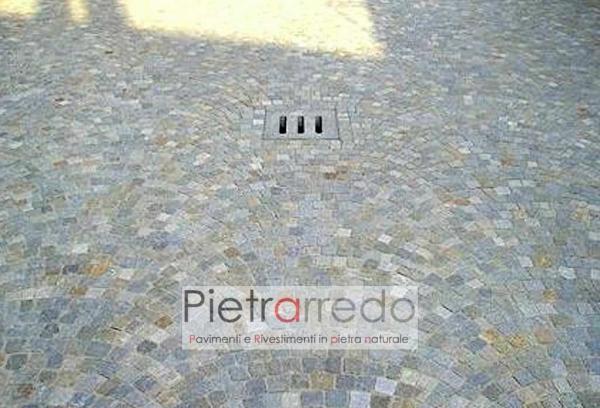 pavimenti in petra e sasso da esterno per piazze e marciapiedi prezzo costi mq cubetti grigi milano pietrarredo