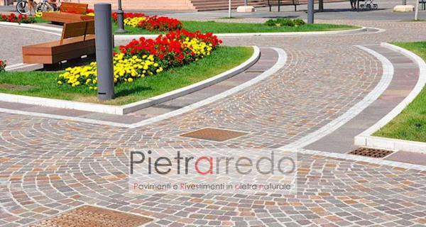 pavimento esterno in pietra giardino resistente porfido san pietrini cubetti prezzo costi