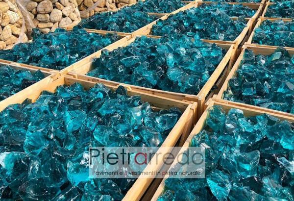 prezzo glass vetro rotto per giardini e decorazioni art design pietrarredo milano mare turchese ocean blue