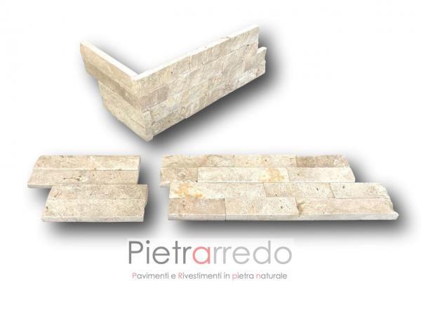 spigoli e archate con angoli in travertino beige pietra vera naturale prezzo pietrarredo milano