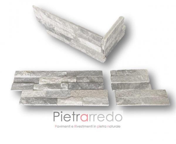 offerte spigoli angolari pietra per parete quarzite ghiaccio cladding stone cloudy grey price sale glitter grigo