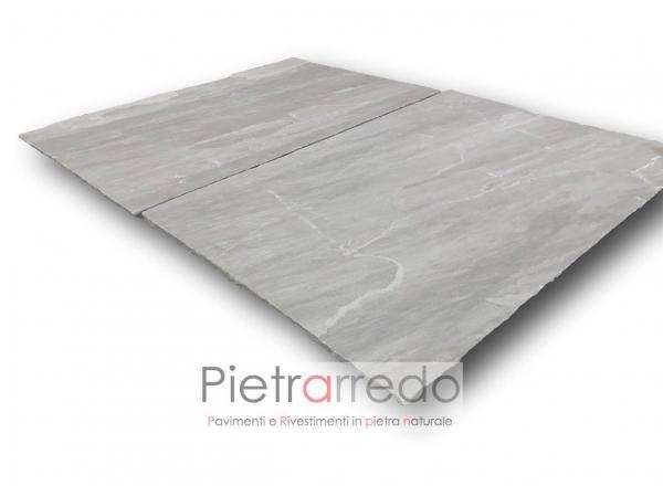 lastre giganti per pavimento esterno in pietra arenaria indiana grigia kandla grey sandstone prezzo pietrarredo milano