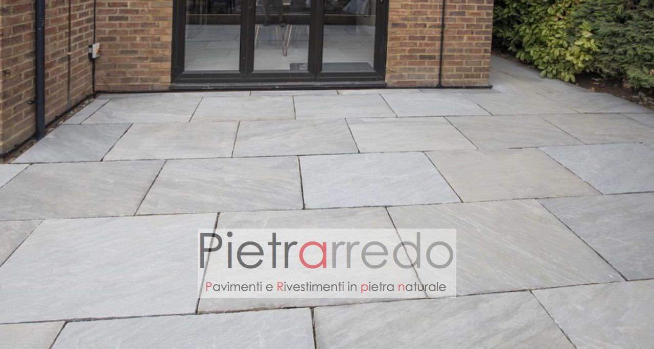 pavimento in pietra grigia per esterno selciato resistente autumn grey india arenaria prezzo kandla pietrarredo milano