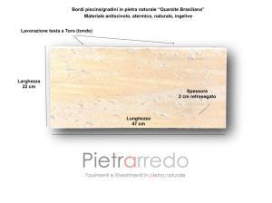misure e costi bordi piscina atermica antiscivolo pavimento quarzite brasiliana cave gontero 22 x 47 pietrarredo