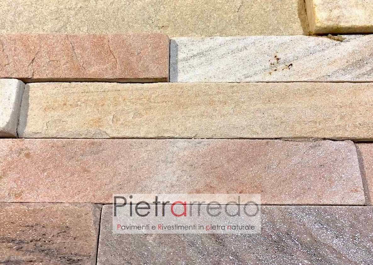 offerta costo rivestimento pietra quarzite brasiliana rosa gontero cg009 prezzo pietrarredo milano rivestimento