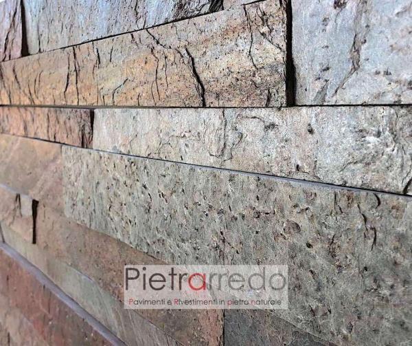 offerta rivestimento a liste singole in pietra naturale 3cm 4,5cm 6 cm lunghezza 60cm artesia elegante prezzo copper india brillante metallizzato