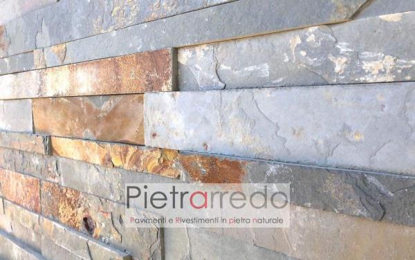 offerte e prezzi rivestimento in pietra naturale pietrarredo milano ardesia slate pietarrredo offerte costi mq pareti facciate rosso