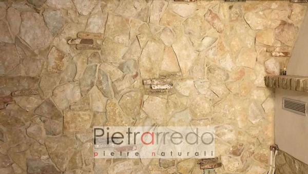 parete cantina taverna rivestita con pietra naturale antiqua pietrarredo gialla prezzi costi