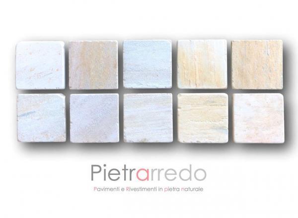 piastrelle tozzetti pavimento in pietra quadrati 17x17cm quarzite brasiliana lati anticati gontero prezzi offerte pietrarredo