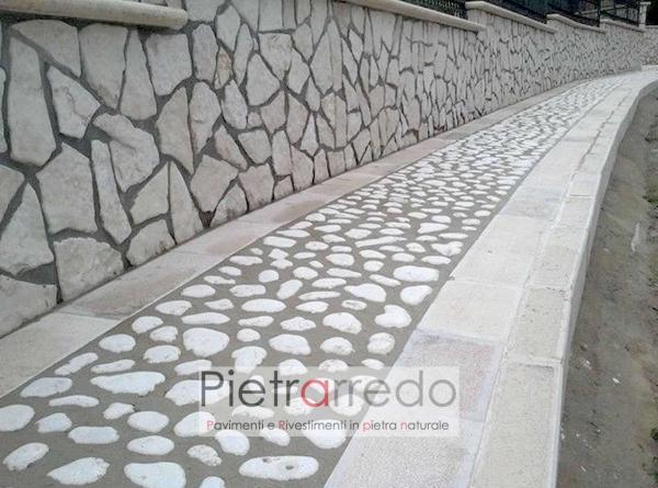 rivestimento muro di conta con palladiana opus incertum pietrarredo antiqua trani bianca spazzolata invecchiata costi