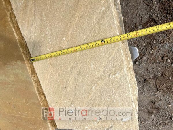 Natural stone steps in yellow sandstone 100cm 35cm 15cm height for gardens stona garden pietrarredo milan italy onsale